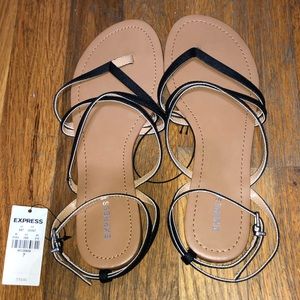 Express Faux Leather Vegan Black Sandals